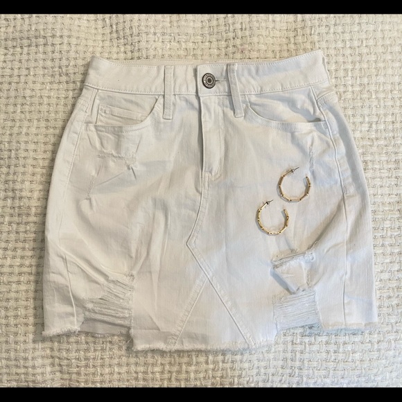 White Ripped Jean Skirt - Picture 1 of 3